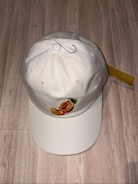 Michael Kors Cream Baseball Cap with Embroidered Peach